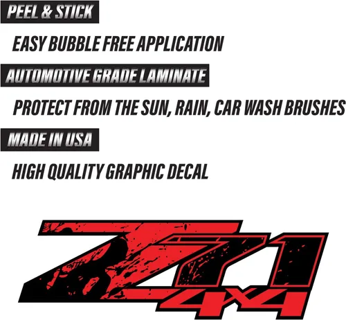 Vista 2 de Z71 4x4 (juego de 2 calcomanías) - F - 1500 2500 HD pegatinas (Z71 4x4 Red Splash)