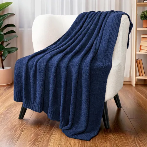 Vista 17 de PAVILIA Manta supersuave para sofá, manta mullida y acogedora de peso ligero en negro; manta de punto cálida y esponjosa para cama o sofá, 50x60
