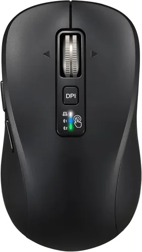 Vista 9 de Ratón Bluetooth inalámbrico, multimodo de 3 dispositivos (USB + 2 Bluetooth), rueda de desplazamiento de metal de 4 vías, DPI ajustable, clic