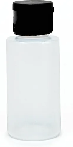 Vista 5 de Vivaplex - Botellas de plástico transparente de 2 onzas con tapas abatibles negras, paquete de 12