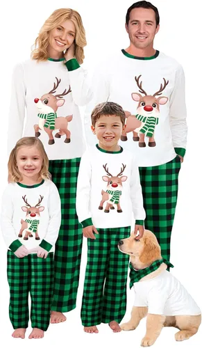 Vista 40 de OAKFashion Conjuntos de Pijamas Familiares de Navidad, Pijamas Familiares a Juego de Navidad Ropa de Dormir Pjs