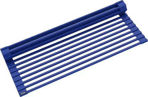 Vista 18 de Kraus Escurreplatos multiusos enrollable para encima del fregadero, con colador y esterilla en negro, KRM-10BLACK