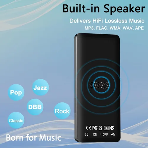 Vista 3 de Reproductor MP3 de 64 GB con Bluetooth, reproductores de música MP3 de alta fidelidad portátiles sin pérdidas con altavoz, reproductor multimedia