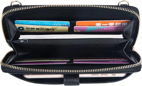 Vista 7 de K . A Cartera de pulsera para mujer, bolsa cruzada para teléfono celular, bolso de mano con ranuras para tarjetas RFID, 2 correas para muñeca
