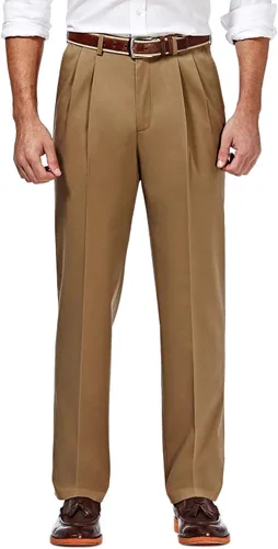 Vista 11 de Haggar Cool 18 Pro - Pantalón de corte clásico para hombre, tallas regulares y grandes y altas Caqui (British Khaki)