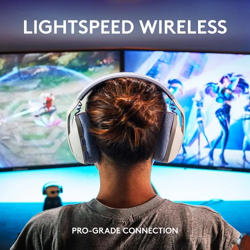 Vista 2 de Logitech G 435 LIGHTSPEED y auriculares inalámbricos Bluetooth para juegos audífonos ligeros sobre la oreja micrófonos integrados batería de 18