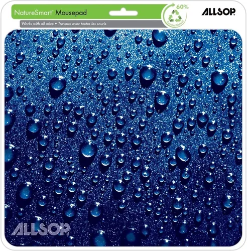 Vista 3 de Allsop Alfombrilla para mouse, gota de lluvia - azul (30182), 8.5 x 8