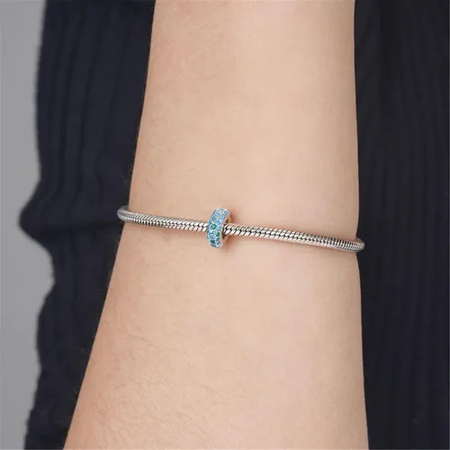 Vista 3 de GNOCE Tapón para pulseras de plata de ley 925 con esmaltes coloridos, regalo de joyería para mujeres, esposa (chispeante), Plata esterlina