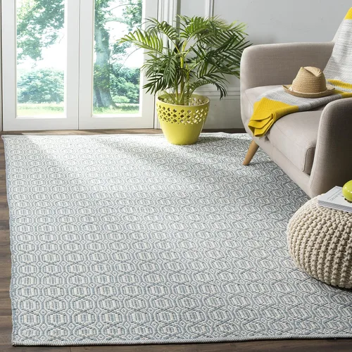 Vista 13 de SAFAVIEH Colección Montauk - Alfombra decorativa de 3 x 5 pies, color marfil y azul marino, tejido plano bohemio hecho a mano, de algodón, ideal