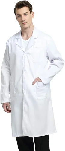 Vista 2 de TopTie Unisex Scrubs Lab Coat Profesional Doctor Uniforme Ropa de trabajo de manga larga Shop Coat