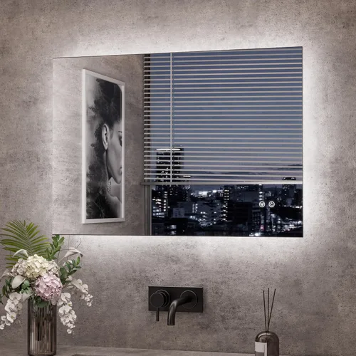 Vista 17 de TETOTE - Espejo retroiluminado para baño con luz, botón táctil regulable y función antivaho (horizontal o vertical)
