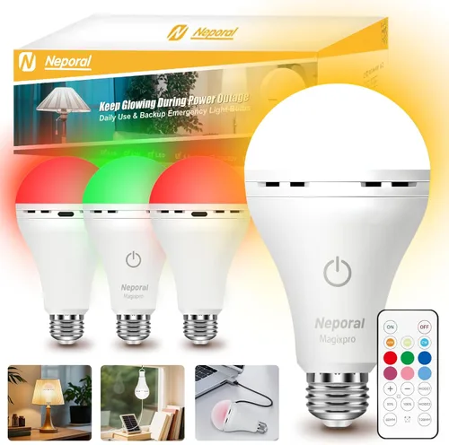 Vista 8 de Bombillas LED Recargables con Control Remoto MagixPro, Carga USB y Enchufe, Batería de 1800mAh, Bombilla LED Regulable para Lámparas Cableadas y No