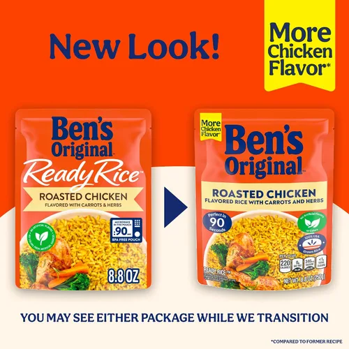 Vista 4 de BEN'S ORIGINAL Arroz listo con sabor a pollo asado, guarnición fácil para la cena, 8.8 oz sobre (paquete de 12)