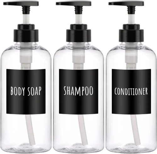 Vista 9 de Segbeauty Dispensadores de champú y acondicionador, botellas de bomba recargables de 10 onzas para ducha, 10.1 fl oz, dispensador de champú para Azul