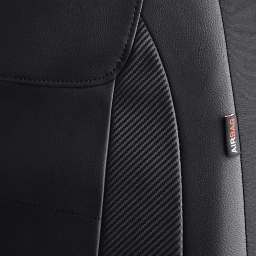 Vista 5 de Fundas para asientos de coche Flying Banner, protectoras, impermeables, de cuero sintético con fibra de carbono para asientos delanteros y traseros