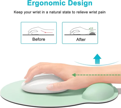 Vista 3 de Dapesuom Alfombrilla de mouse ergonómica con soporte de muñeca, cómodo reposamuñecas de espuma viscoelástica para facilitar el alivio del dolor