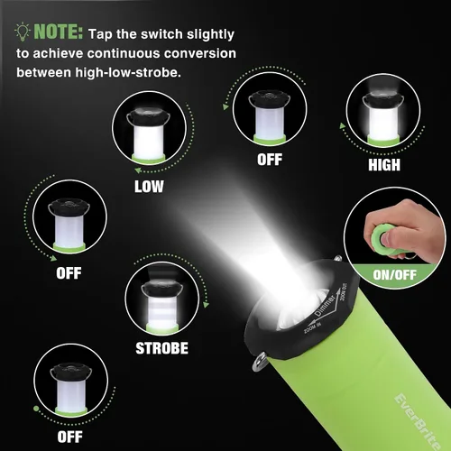 Vista 5 de EverBrite Mini Linternas y Faroles 2 en 1, Combo de Linterna con Zoom con 3 Modos, Artículos Esenciales para Acampar, Farol de 2 Piezas a Batería