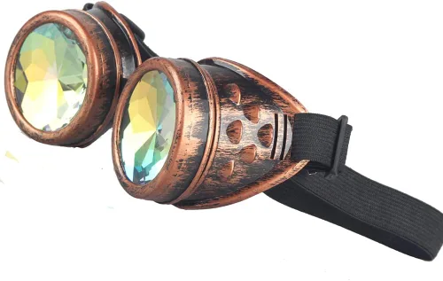 Vista 16 de Gafas caleidoscopio para raves trippy psicodélico steampunk con lentes de cristal de difracción de prisma arcoíris