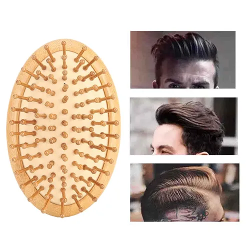 Vista 5 de Peine de masaje de madera, cepillo de pelo ovalado de madera sin mango, mini cepillo de madera para el cabello, masajeador de cuero cabelludo