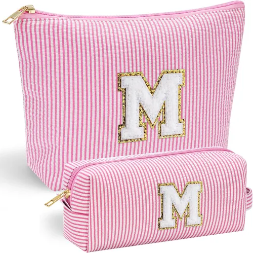 Vista 17 de YOOLIFE Regalos del Día de la Madre para Mujeres, Bolsa de Maquillaje con Iniciales, Bolsa de Maquillaje para Viaje, Bolsa de Maquillaje Negro