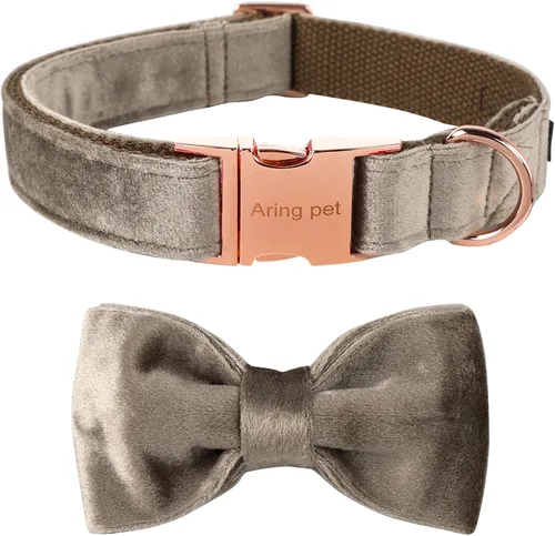 Vista 43 de ARING PET Collar de perro con corbatín, collares de terciopelo para perros con corbatín extraíble, collar de lazo ajustable para perros hembras