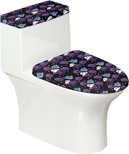 Vista 11 de Juego de decoración de baño de 2 piezas con diseño de muñeco de nieve de Navidad, cubierta de tanque para asiento de inodoro