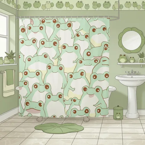 Vista 12 de Homewish Cortina de ducha de sirena azul con diseño de princesa sirena, juego de cortina de ducha para niños y adultos, cortina de baño subacuática