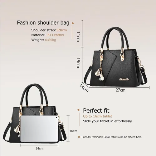 Vista 4 de FANDARE Bolso de mano con múltiples bolsillos para mujer, bolso de hombro de cuero PU
