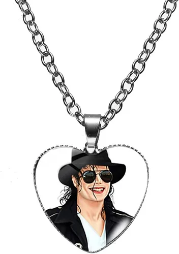 Vista 6 de XCFS 5 unids un conjunto de plata 925 plata plata corazón forma encanto MJ colgantes Michael Jackson ejército etiqueta cinco piezas collares