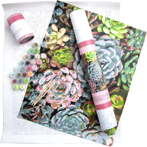 Vista 21 de Pink Picasso Kit de Pintura Floral Botánica por Números para Adultos y Adolescentes Juegos de Kits de Pintura Acrílica DIY en Lienzo 16x20