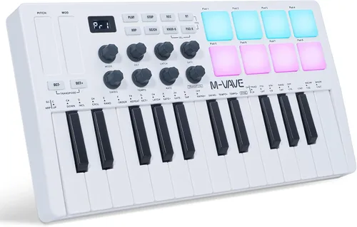 Vista 14 de M-VAVE 25 Teclas 16 Almohadillas de Batería Retroiluminadas Teclado MIDI – Creador de Ritmos Profesional y Keytar para Producción Musical de Teclado