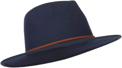 Vista 4 de Sombrero de Fedora de poliéster de ala grande con banda de cuero sintético trenzado unisex