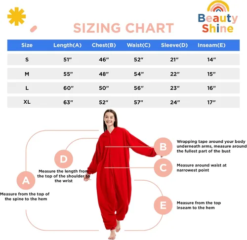 Vista 6 de Beauty Shine Unisex Adult Onesie Pajamas, Cartoon Costume Halloween Christmas Sleepwear Jumpsuit Plush Cosplay