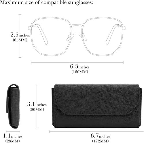 Vista 3 de Linkidea Extra Large Sunglasses Pouch Bag Compatible with RayBan Metal AviatorNew WayfarerAviator Maxmore