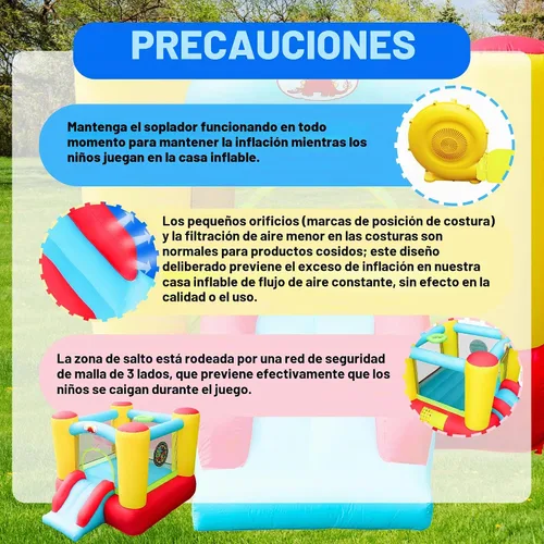 Vista 7 de WELLFUNTIME - Castillo hinchable con tobogán, castillo para saltar para niños con soplador, castillo hinchable de 100x77x63 Pulgadas