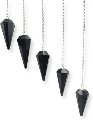Vista 5 de GEMSCITE Lote de 5 piezas de péndulos de piedras preciosas de amatista a la moda, potente meditación psíquica, regalo de éxito psíquico, FengShui