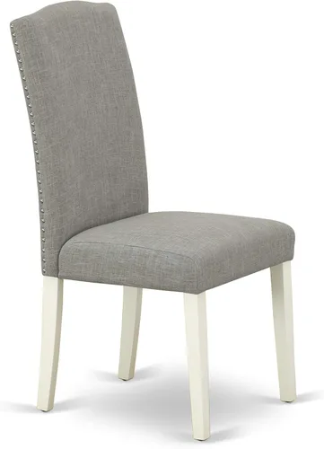 Vista 9 de East West Furniture 1NDEN3-LWH-06 - Juego de mesa de comedor de 3 piezas que contiene una mesa rectangular con gotas y 2 sillas tapizadas de tela