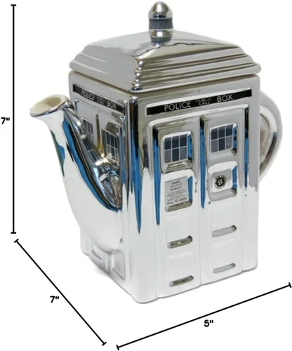 Vista 2 de Doctor Who 3D Tardis - Tetera de cerámica plateada metálica
