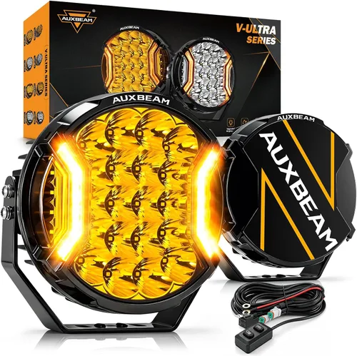 Vista 18 de Auxbeam V-Ultra Series - Faros antiniebla ámbar tipo cápsula de 3 pulgadas y 108W, función DRL, 3 modos y cubiertas protectoras, barra de luz