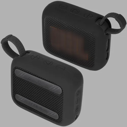 Vista 2 de Funda de silicona Lebakort compatible con altavoz portátil JBL GO 4 (Funda negra)