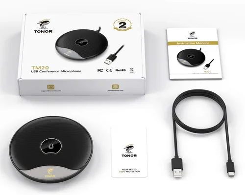 Vista 8 de TONOR Micrófono de conferencia USB, micrófono de condensador de computadora omnidireccional de 360° con botón de silencio para reuniones