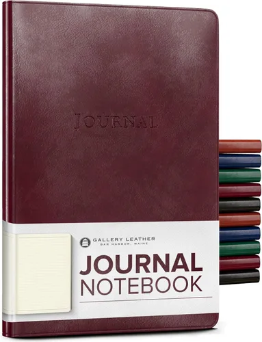 Vista 38 de Diario de cuero Gallery Leather - Elaborado en Maine, EE. UU. - Elegante cuaderno de escritura de cuero con 192 páginas rayadas - Un espacio