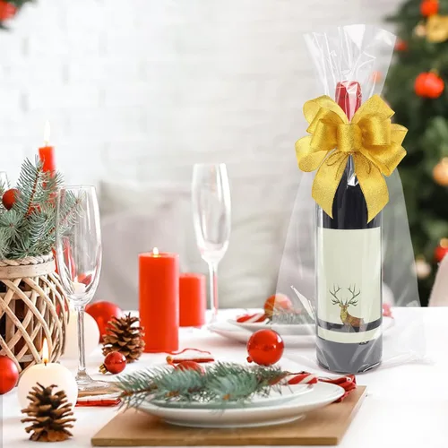 Vista 5 de Bolsas de Celofán de 8 x 16 Pulgadas, 50 Piezas Bolsas de Regalo de Celofán Transparente para Botellas de Vino Bolsas de regalo de celofán