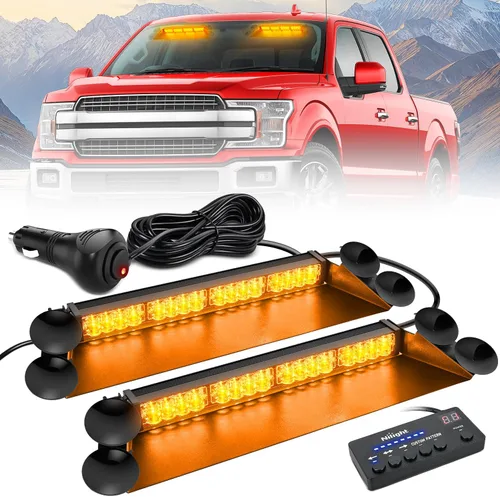Vista 10 de Nilight 16LED Amber Dash Strobe Light Cigarette Lighter Plug Ámbar