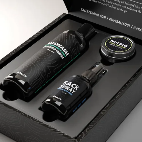 Vista 7 de Ballsy Paquete de saco, kit fresco para hombre, incluye gel de baño, spray desodorizante y colonia frotar, cuidado corporal para hombres, paquete