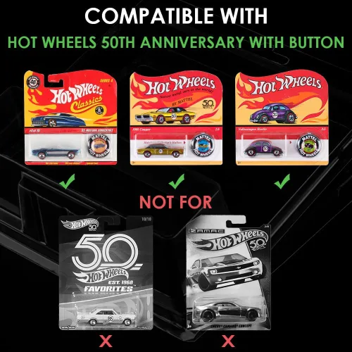 Vista 5 de Paquete de 10 protectores para botón coleccionista de Hotwheels 50 PET de 0.02 in de grosor, exhibición y almacenamiento de cubierta de almeja
