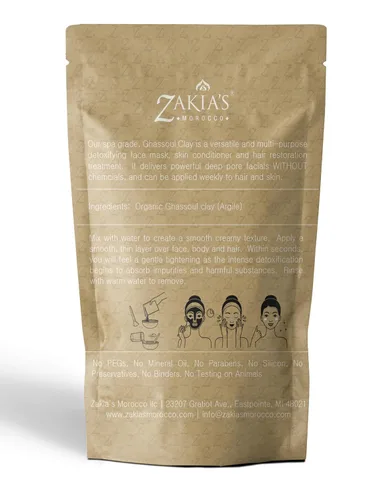 Vista 5 de Ghassoul lava máscara de arcilla. Máscara facial natural orgánica y tratamiento y cuidado de la piel 1 libras