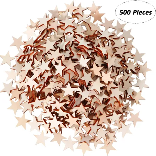 Vista 7 de Gejoy 500 piezas de estrellas de madera sin terminar recortes de madera, 1