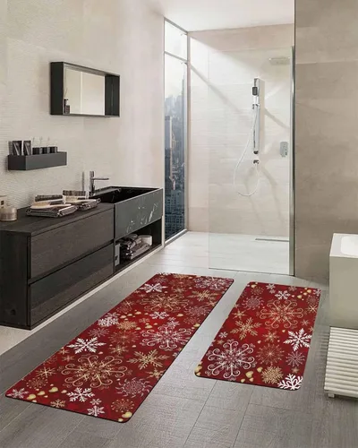 Vista 2 de Tapete de baño de Feliz Navidad, antideslizante, de secado rápido y absorbente, tierra de diatomeas, fregadero, dormitorio, cocina, lavable, tapete