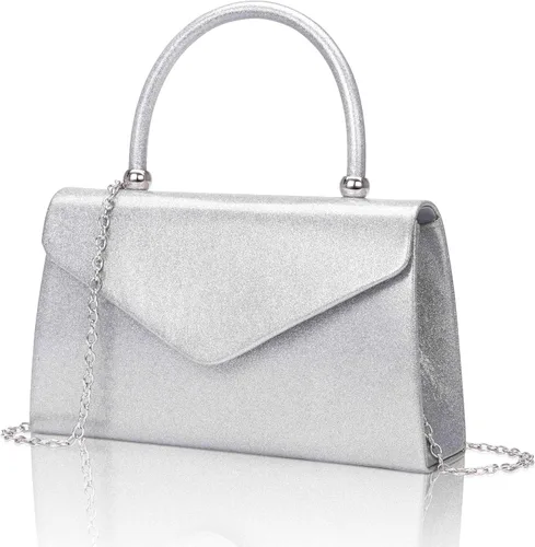Vista 10 de Larcenciel Bolsos de noche para mujer, bolso de mano de noche con asa superior con purpurina con cadena para fiesta, graduación, boda, cóctel club